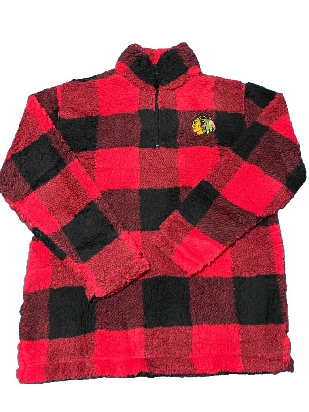 Chicago Blackhawks G-III 4Her by Carl Banks Plaid Sherpa Quarter-Zip